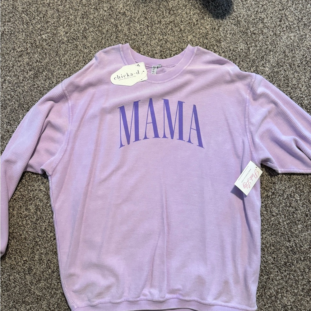 Pink Lily Lavender Ribbed Sweatshirt